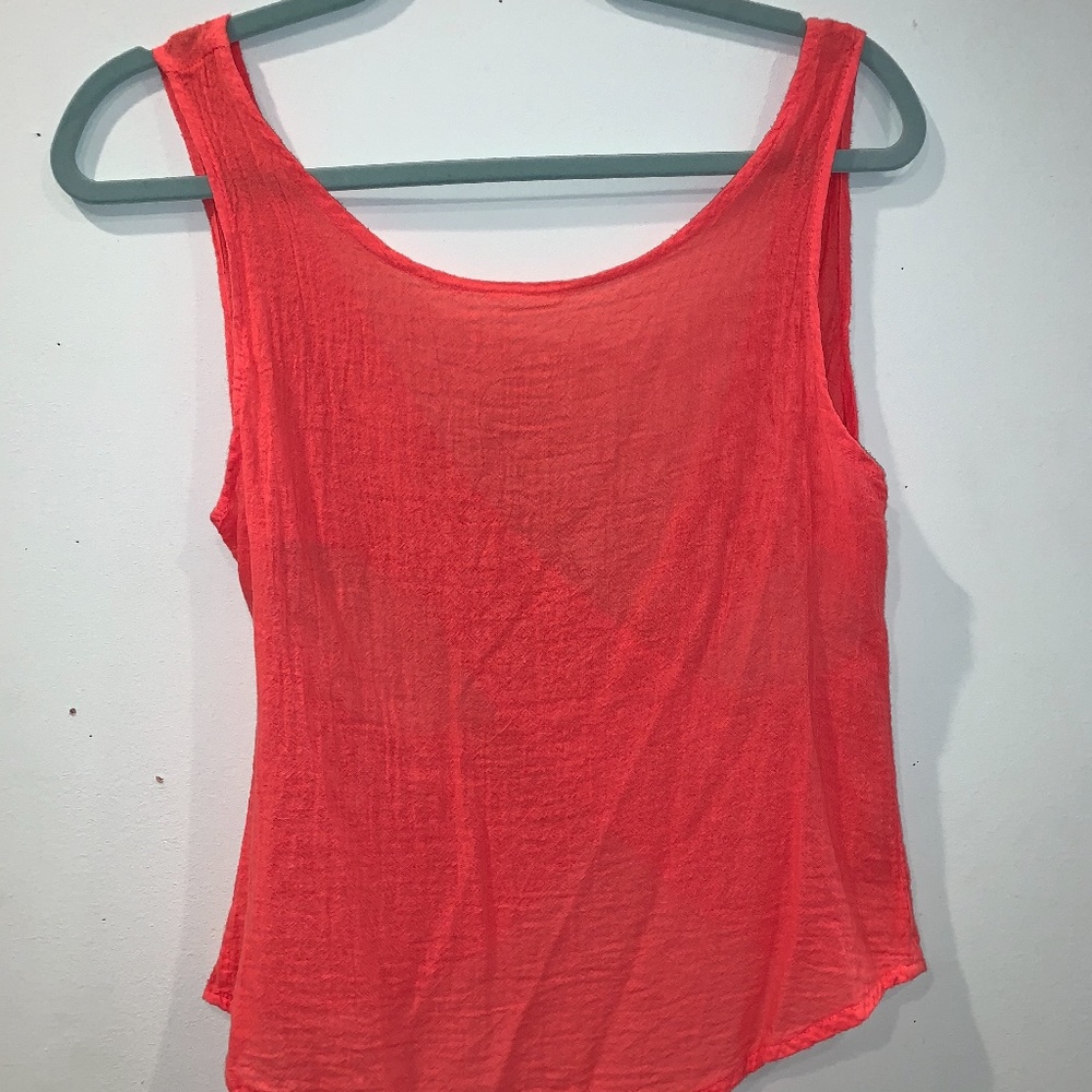Coral Tank Top with Criss Cross Back